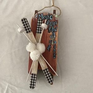 Handmade Christmas Sled Ski Ornament Wall…
